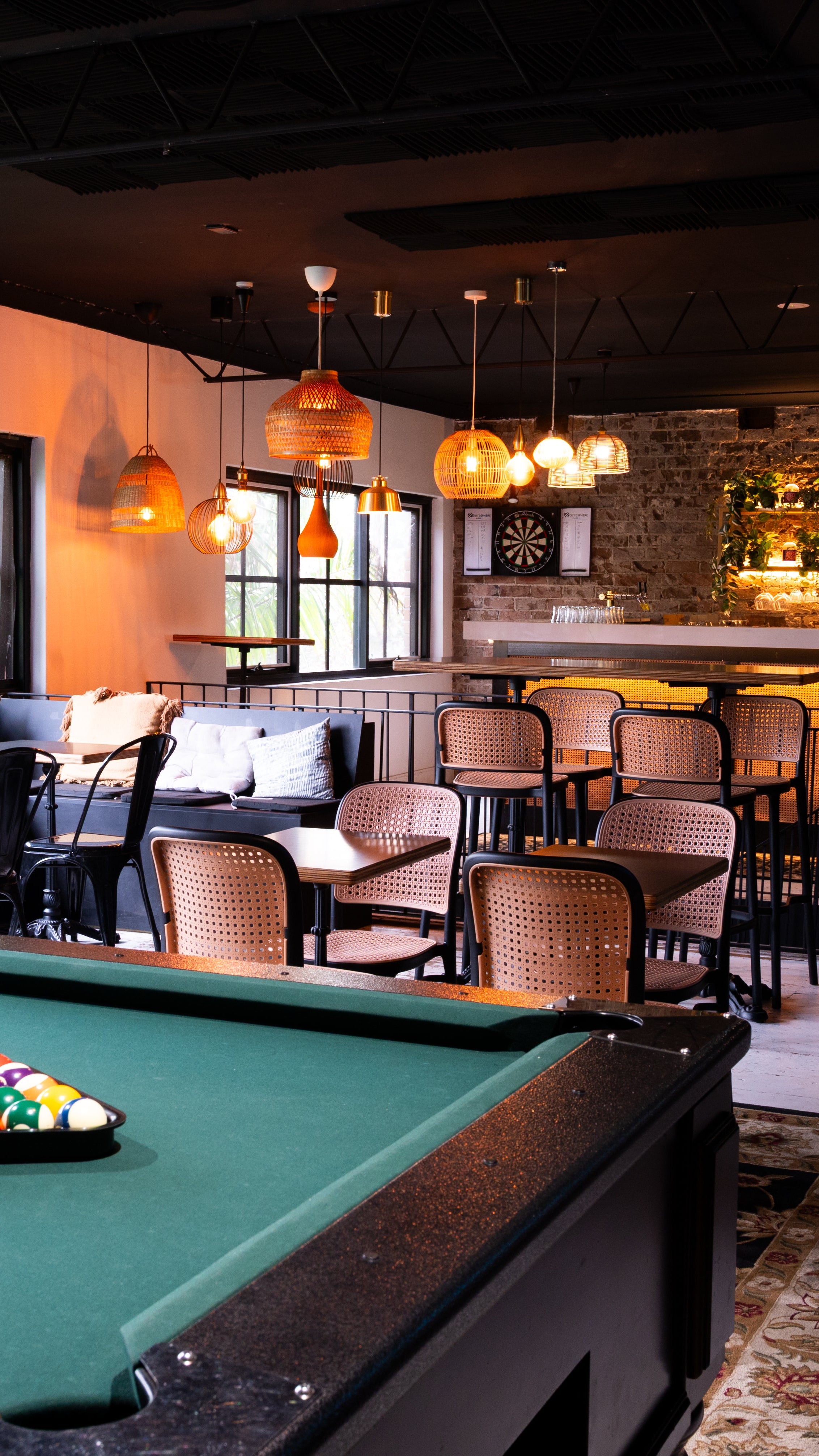 Gin Bar area with pool table and seating